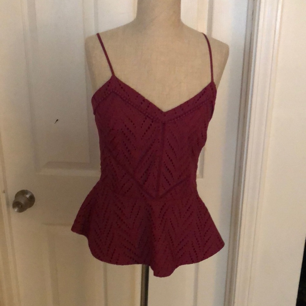Women's Burgundy Peplum Top